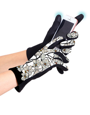 Tiffany White Magnolia Womens Touch Screen Gloves - One Size Fits All