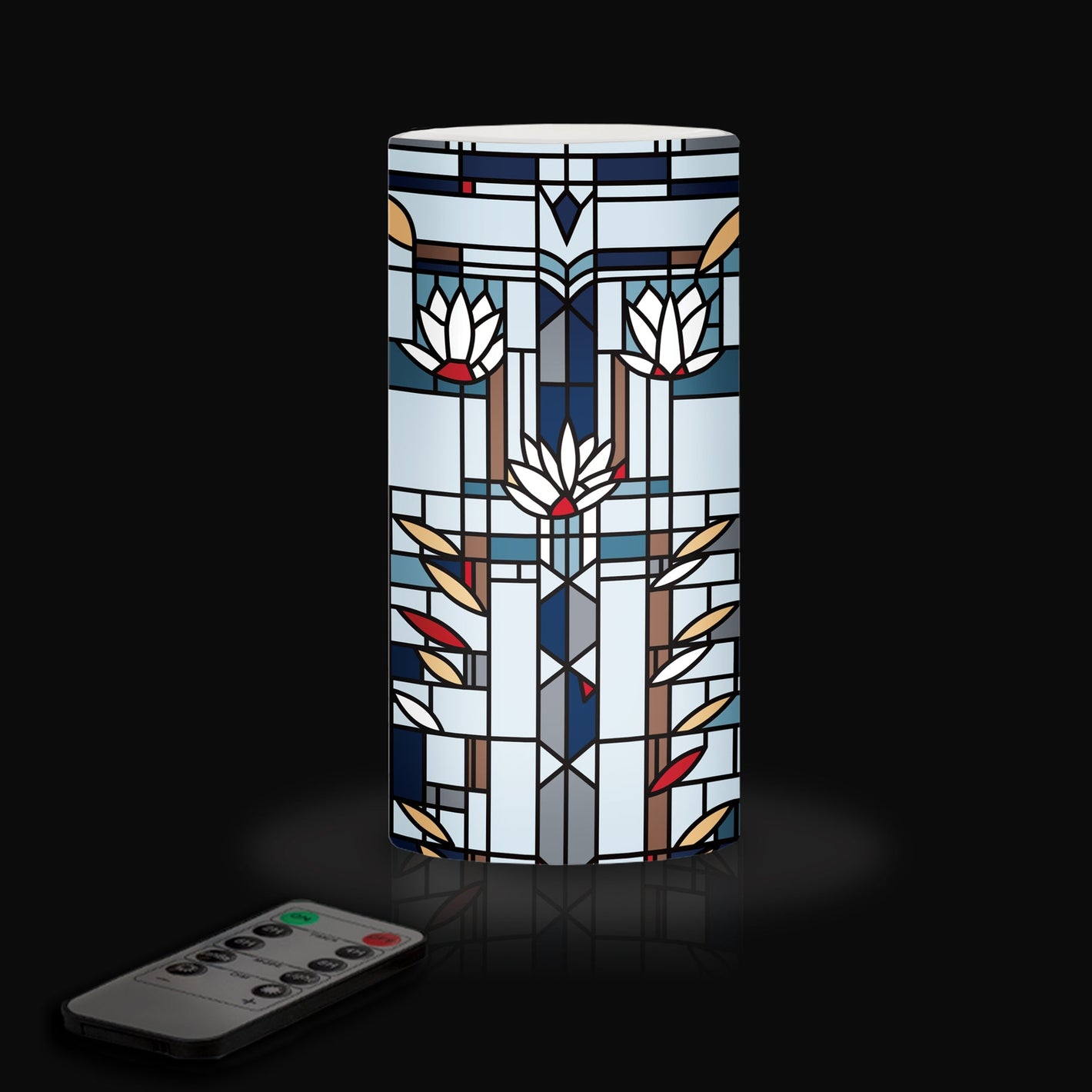 Frank Lloyd Wright Waterlilies 6" LED Candle – Battery Operated, Flickering