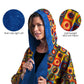 Kandinsky Squares with Concentric Circles Reversible Rain Cape Poncho – Lightweight Hooded Wrap for Women