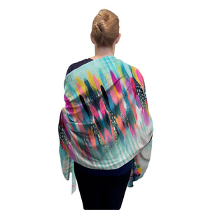 EttaVee's Brush Strokes 103 Silk Blend Shawl – Lightweight Wrap for Women