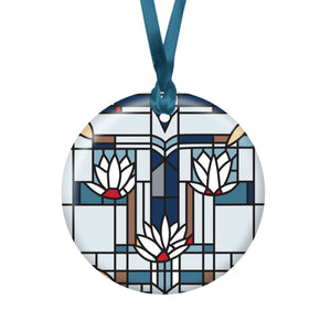 Frank Lloyd Wright Waterlilies Porcelain Keepsake Ornament – Flat Ceramic, Gift-Ready