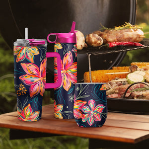 24 oz Water Bottle - EttaVee "Bold Flowers"