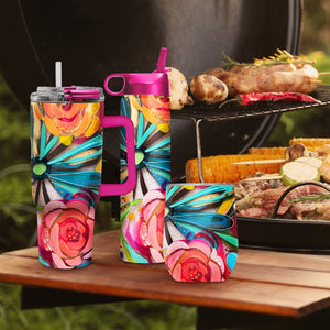 24 oz Water Bottle - EttaVee "Flowers On Glass"