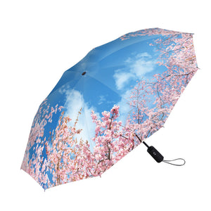 Cherry Blossoms Travel Umbrella – Compact, One-Touch Open & Close