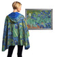 van Gogh Irises Reversible Rain Cape – Lightweight Hooded Wrap for Women