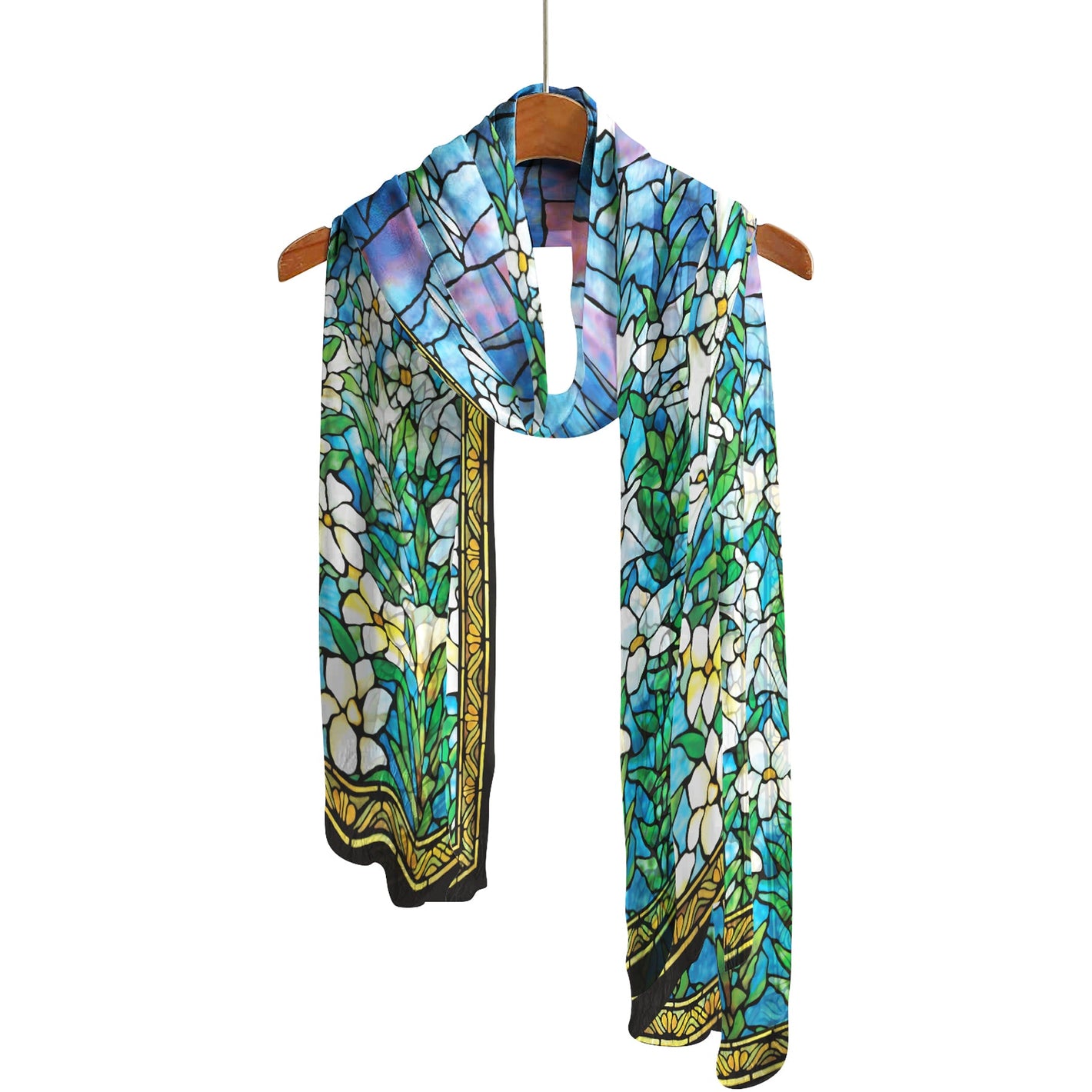 Tiffany Field of Lilies Long Sheer Scarf – Lightweight, Elegant, Silky-Soft