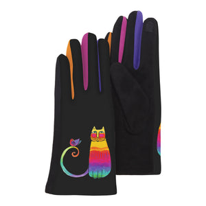 Laurel Burch "Rainbow Cat" Womens Touch Screen Gloves - One Size Fits All