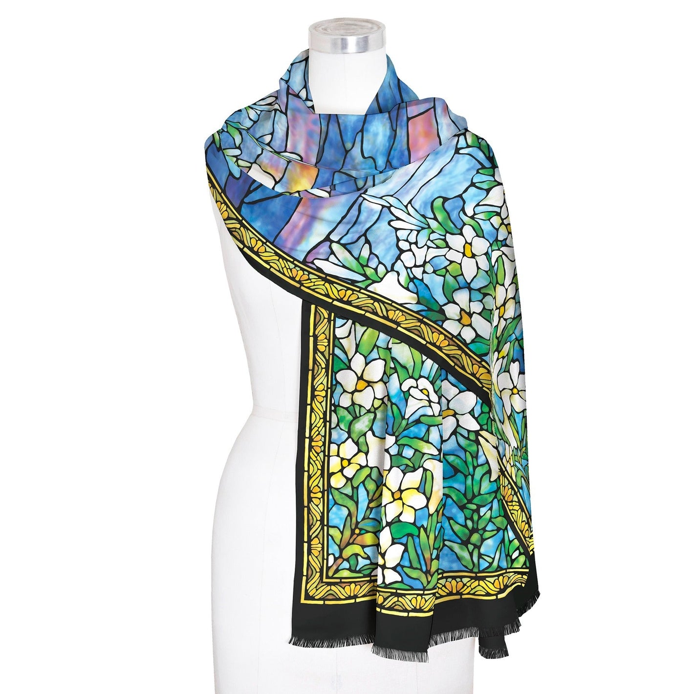 Tiffany Field of Lilies   Silk Blend Shawl – Lightweight Dressy Wrap for Women