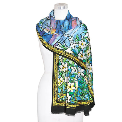 Tiffany Field of Lilies   Silk Blend Shawl – Lightweight Dressy Wrap for Women