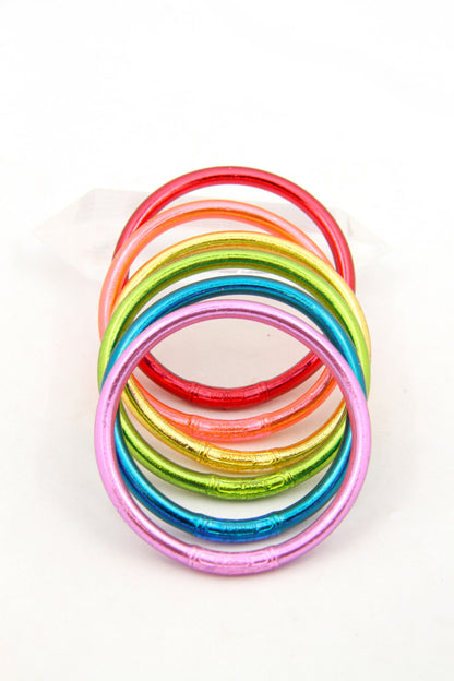 Retro Rainbow Set Thai Buddhist Temple Bracelets, Mantra Bangle, Thick, Sizes Available