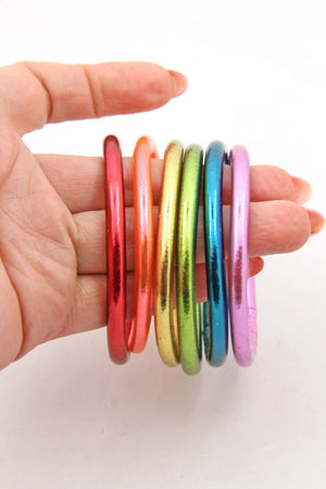 Retro Rainbow Set Thai Buddhist Temple Bracelets, Mantra Bangle, Thick, Sizes Available