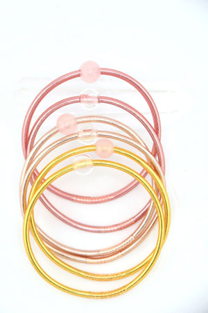 Crystal Energy Thin Thai Buddhist Temple Bangles, Gold, Rose Gold, Champagne Mantra Bracelets