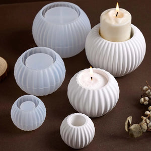 S/M/L Stripe Candle Cup Silicone Mold DIY Handmade Round Flowerpot Plaster Resin Candlestick Craft Casting Molds Home Decor
