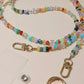 Rainbow Gemstone and Crystal Beaded ID Badge Lanyard / Crossbody Phone Strap / Bag Chain Purse Charm