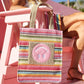 Smiley Woven Rainbow Tote