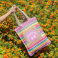 Smiley Woven Rainbow Tote