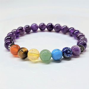Amethyst Chakra Round Bead Bracelet - Divine Serenity