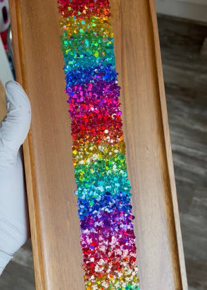 Glitterwhore Rainbow Small Rectangular Acacia Wood Tray