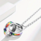 Stainless Steel Rainbow Double Ring LGBTQ Pride Necklace