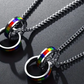 Stainless Steel Rainbow Double Ring LGBTQ Pride Necklace