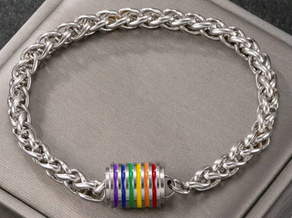 🌈 Stainless Steel Rainbow Charm Bracelet – LGBTQ+ Pride Jewelry