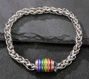 🌈 Stainless Steel Rainbow Charm Bracelet – LGBTQ+ Pride Jewelry