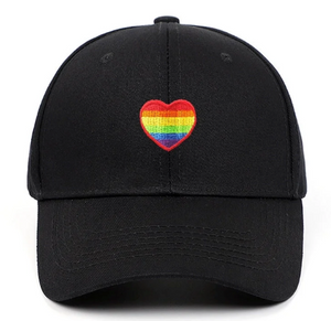 🌈 Pride Heart Embroidered Baseball Cap – Unisex Adjustable Hat (Navy Blue or Black)
