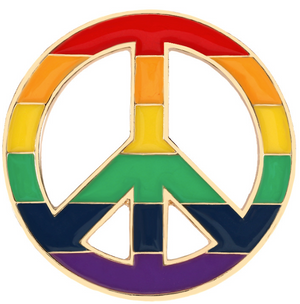 LGBTQ+ Pride Rainbow Peace Sign Enamel Pin – For Every Identity | 1.5” Gold Tone Lapel Pin | Love & Equality Symbol
