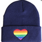 LGBTQ+ Pride Knit Beanie Hat – For Every Identity | Rainbow Heart Winter Beanie | Navy Blue, Red, or Black