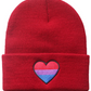 LGBTQ+ Pride Knit Beanie Hat – For Every Identity | Rainbow Heart Winter Beanie | Navy Blue, Red, or Black