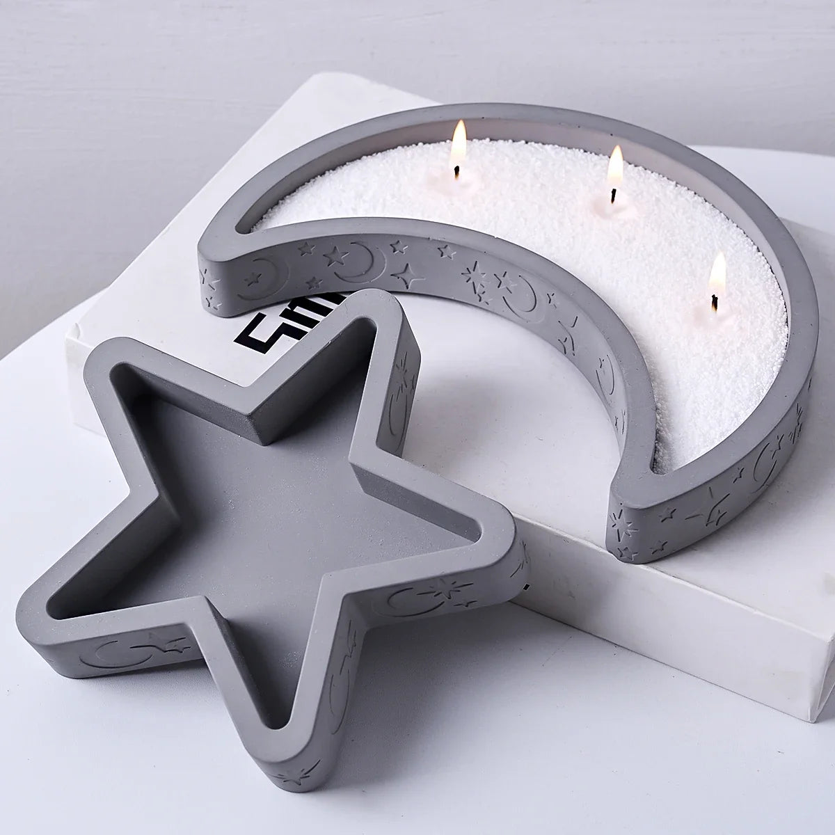 DIY Star Moon Plaster Tray Silicone Mold Creative Jewelry storage Plate Storage Box Flowerpot Ornament Making Mold Home Decor