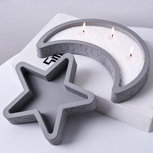 DIY Star Moon Plaster Tray Silicone Mold Creative Jewelry storage Plate Storage Box Flowerpot Ornament Making Mold Home Decor