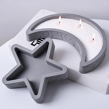 DIY Star Moon Plaster Tray Silicone Mold Creative Jewelry storage Plate Storage Box Flowerpot Ornament Making Mold Home Decor