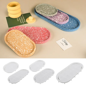 Oval Tray Cement Silicone Mold DIY Jewelry Display Panel Mould Concrete Plaster Resin Crystal Storage Coaster Molds Home Decor