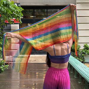 Shimmer Mesh Pride Scarf Wrap in Rainbow Stripe | Unisex Summer Shawl LGBTQ Pride