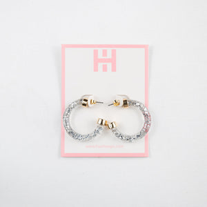 Mini Hoops - Silver Glitter