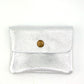 Metallic Italian Leather Coin Purse, 3 Compartments, Zipper Pocket
