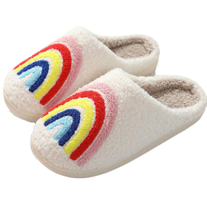 [Sizes 7-8 Remaining] Rainbow Plush Cozy Women's Slippers | Giftable Slip-On Mules House Shoes