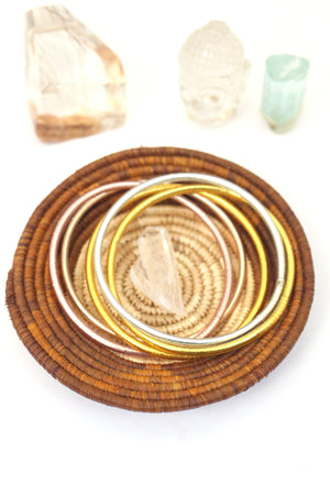 Thin Thai Buddhist Temple Bracelets, Rose Gold, Gold, Silver Mantra Bangle, Sizes Available