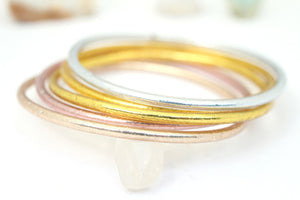 Thin Thai Buddhist Temple Bracelets, Rose Gold, Gold, Silver Mantra Bangle, Sizes Available