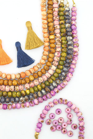 Speckled Rondelle Bone Beads, 8mm Spacers, DIY Jewelry Making Supplies