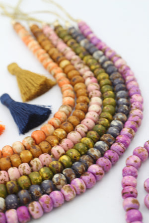 Speckled Rondelle Bone Beads, 8mm Spacers, DIY Jewelry Making Supplies