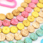 Spring Pastel Carved Coin Bone Bead, 14mm, 16 pieces