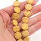Spring Pastel Carved Coin Bone Bead, 14mm, 16 pieces