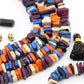 Large Chips, Square-ish Bone Spacer Beads, Orange, Blue, Purple, Black 55+ beads