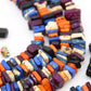 Large Chips, Square-ish Bone Spacer Beads, Orange, Blue, Purple, Black 55+ beads