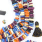 Large Chips, Square-ish Bone Spacer Beads, Orange, Blue, Purple, Black 55+ beads
