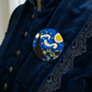 Starry Night Van Gogh Inspired Acetate Large Format Pin Brooch