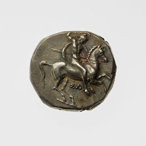 Glass Mounted Warrior Coin Motif Ring (Cobalt Tone)