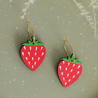Strawberry Hoop Earrings